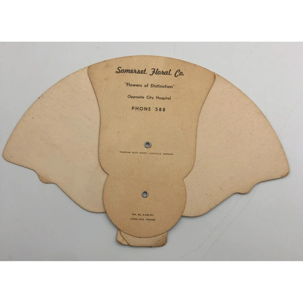 VINTAGE Somerset floral co.  Evansville, IN FAN‎ advertising Bouquet roses EUC